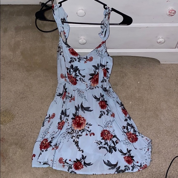 light blue dress with red flowers